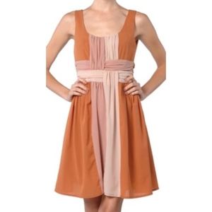 MODCLOTH A'REVE BY RYU rust & peach ribbon dress